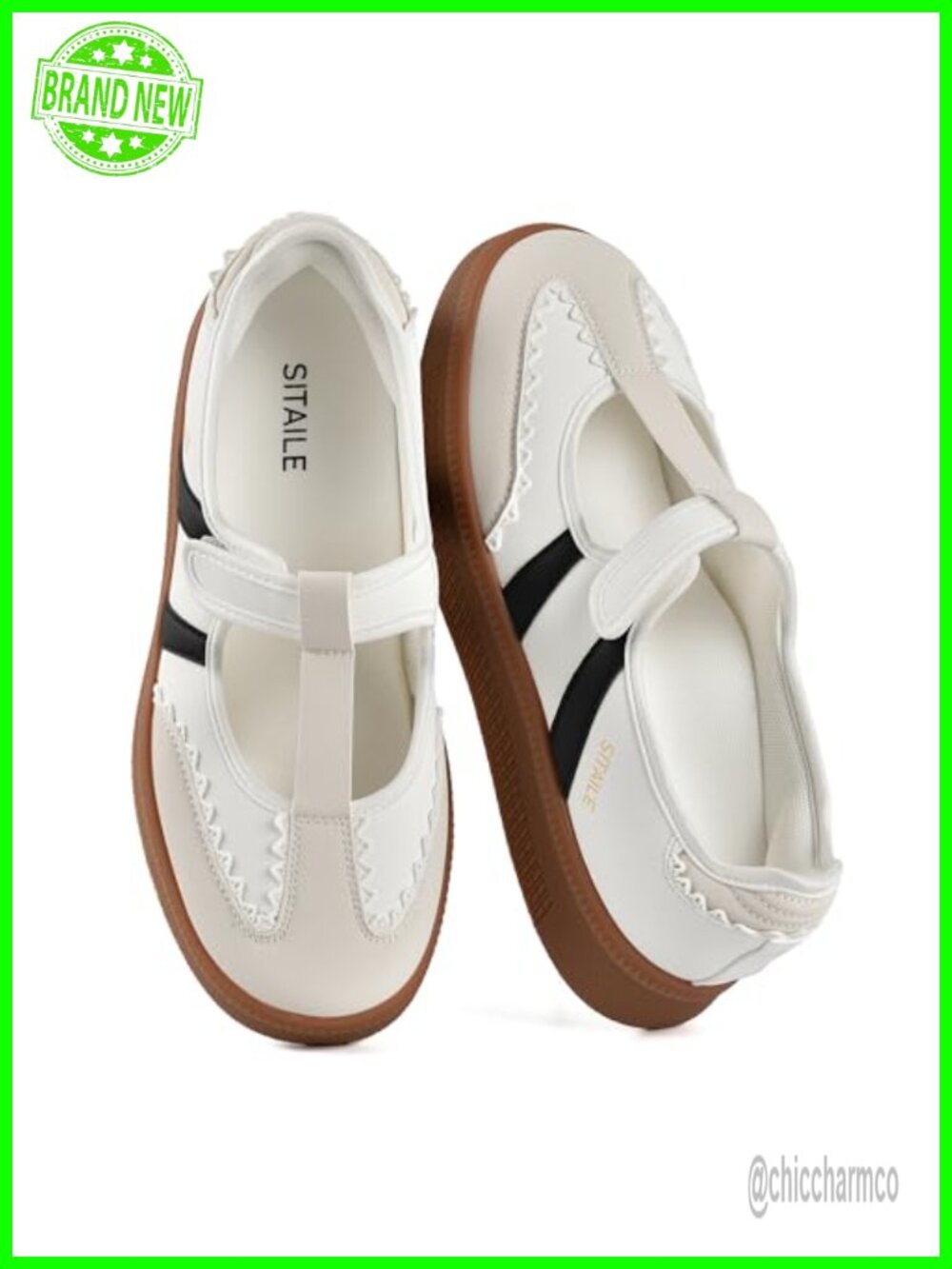Women's Mary Jane Sneakers Pumps Ballet Flats Scalloped Lace Trim Fashion